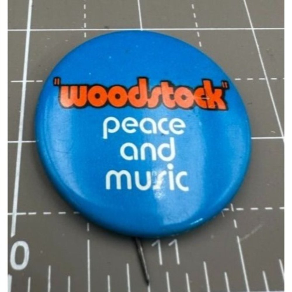 Woodstock Peace And Music Promotional Movie Release Button1970